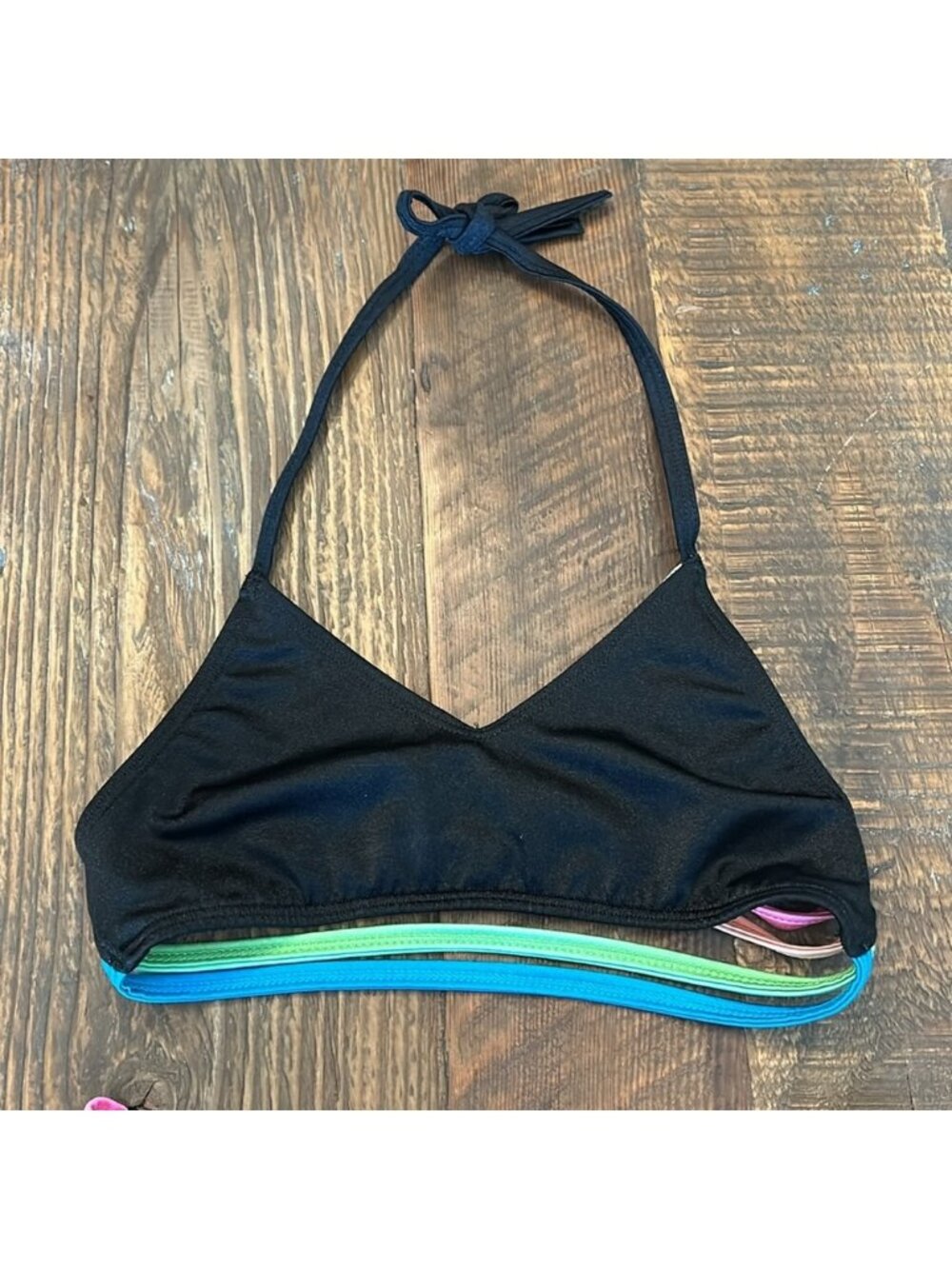 Random Hearts Black / Colored Stripe Bikini Sz. 12